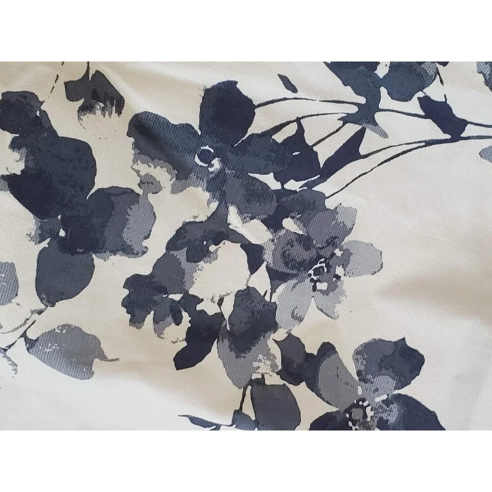 Ralph Lauren Shower Curtain Blue White Floral Cotton Fabric 70 x 72